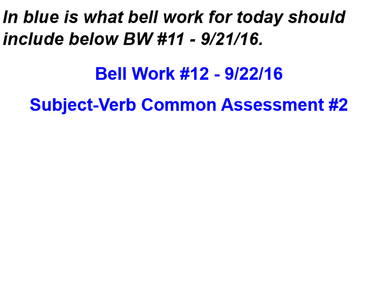 Bell Work #12