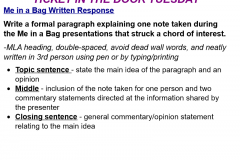 Me in a Bag Paragraph - Due Tuesday