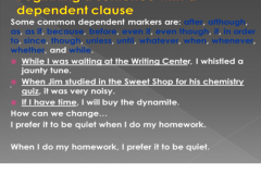 Dependent Clause Phrase Beginning